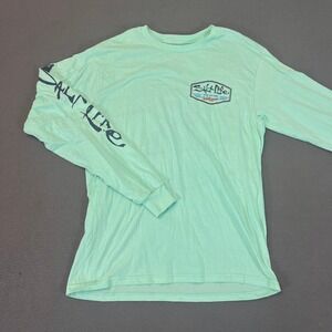 Salt Life Mens Sm Long Sleeve T Shirt Crew Neck Graphic Teal Watermen Fishing